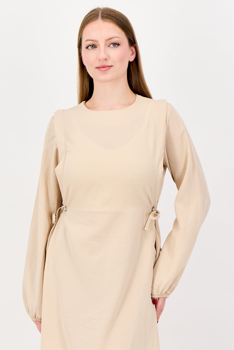 trendyol Women Solid Maxi Dress, Beige - Image 4